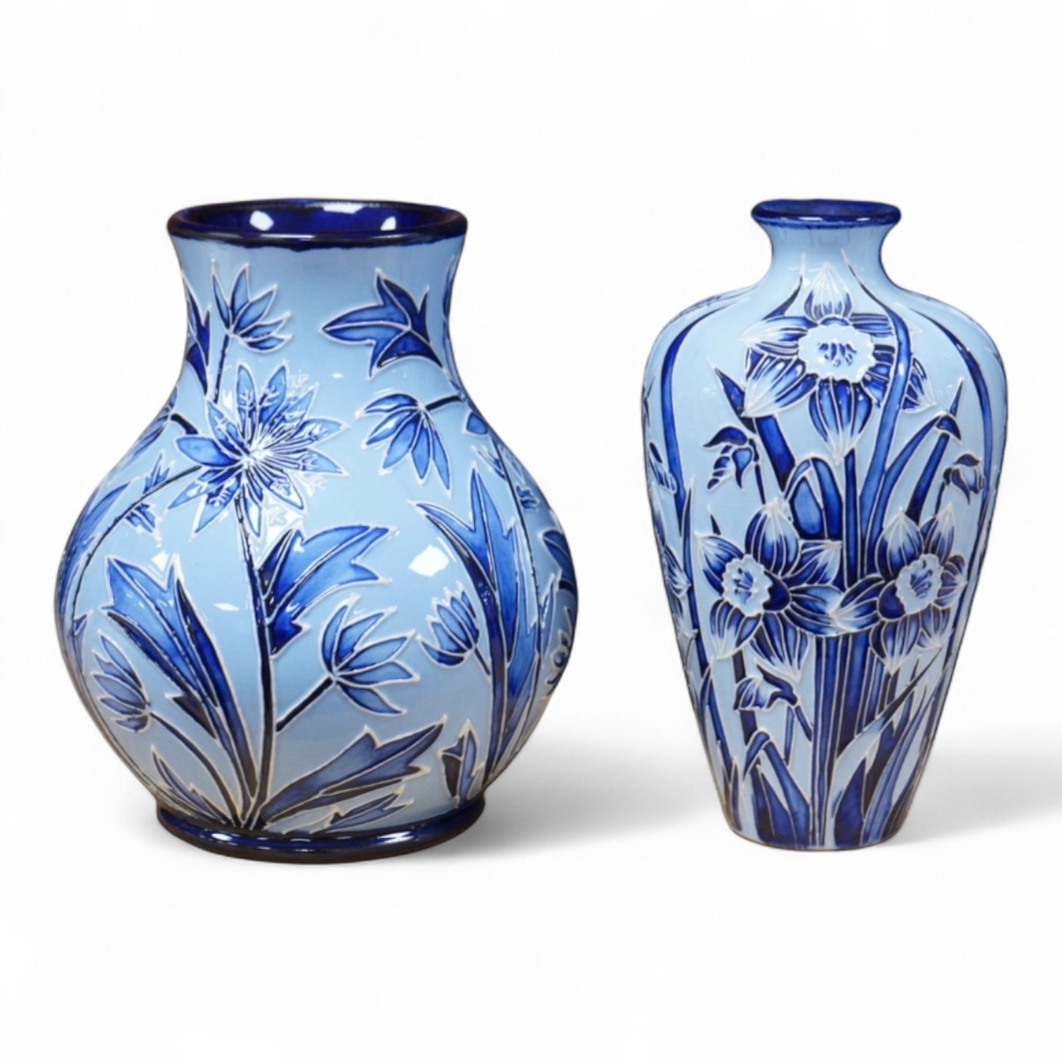 A Moorcroft ‘Tazetta’ vase and ‘Northern Star’ vase, tallest. 16.5cm